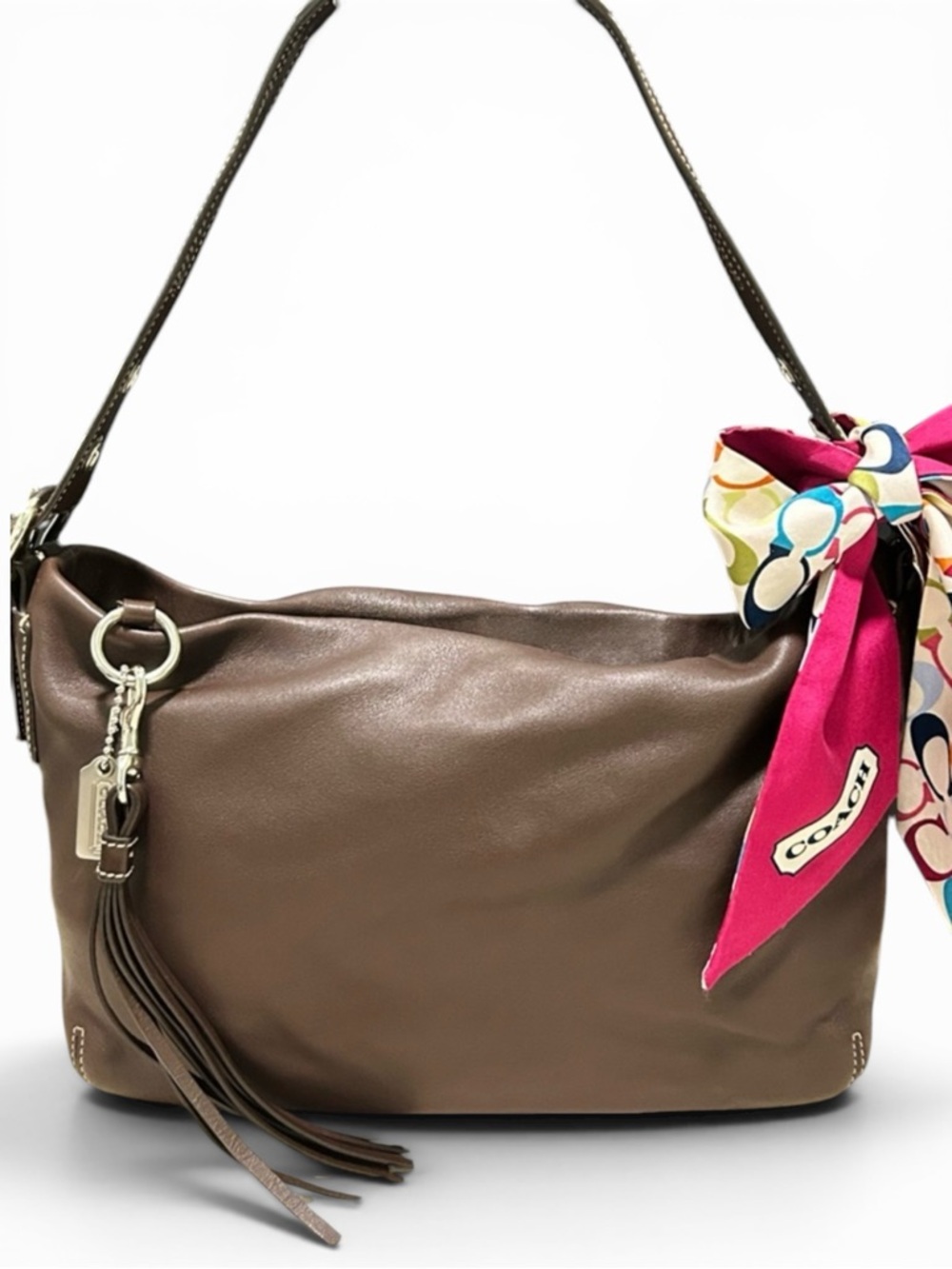 COACH Vintage ‘06 East/West Soft Leather Duffle in Dark Chocolate Brown w/Twilly